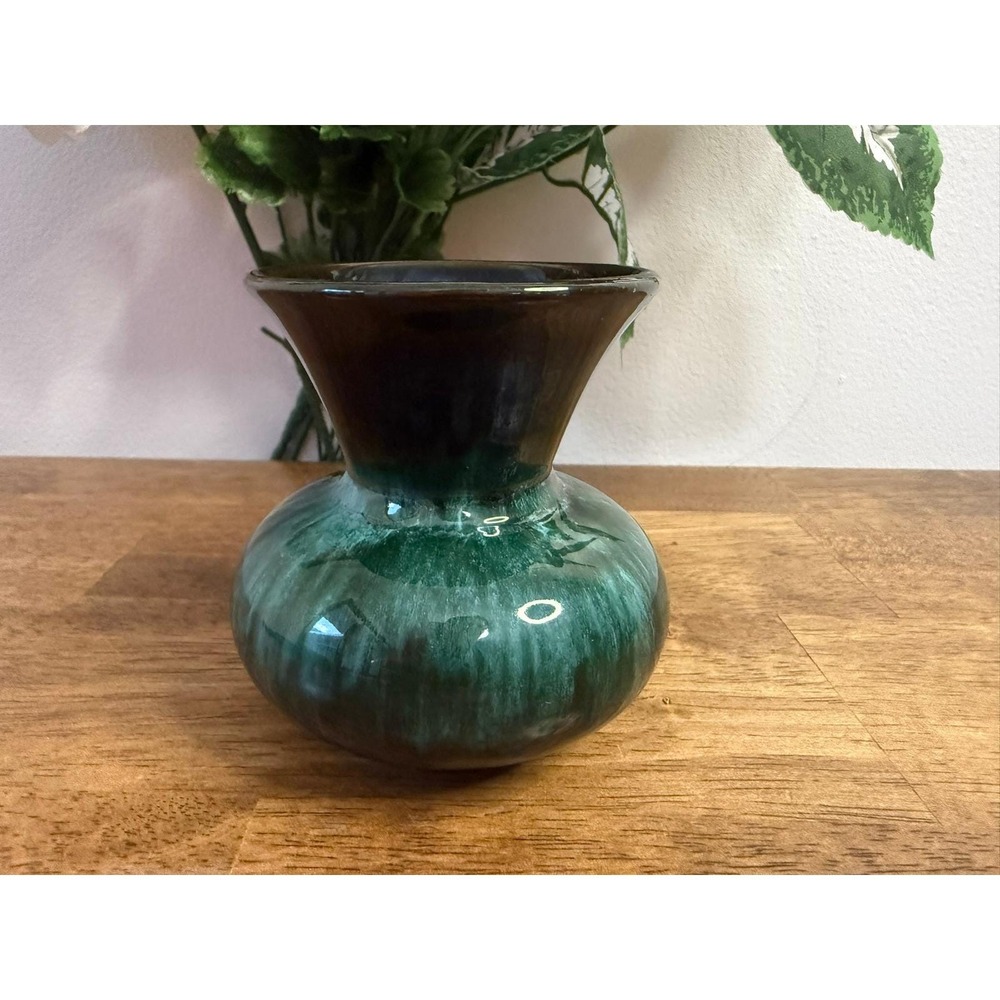 Vintage Blue Mountain Pottery Green Black Drip Vase Canadian MCM Studio Art - Picture 4 of 10